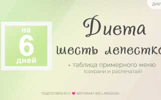 Диета 6 лепестков МЕНЮ ФОТО результаты
